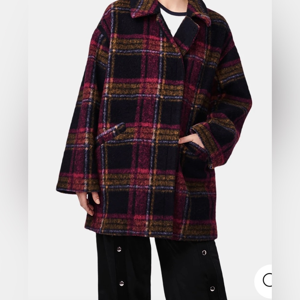 NWT Oversized Plaid Wool Coat